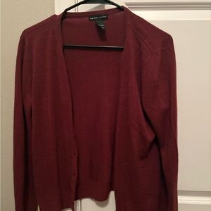 New York & Company Deep Red Cardigan